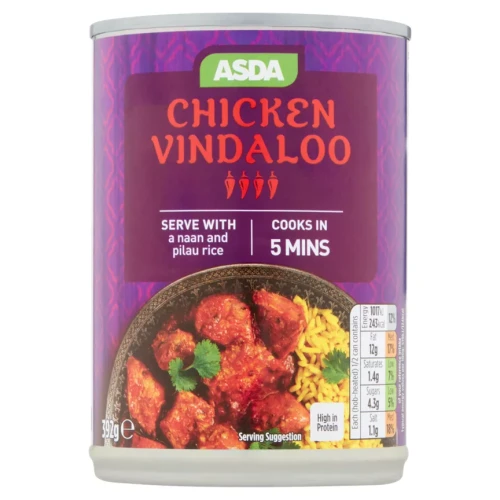 Przejdź do produktu ASDA Chicken Vindaloo In Hot Curry Sauce 392g