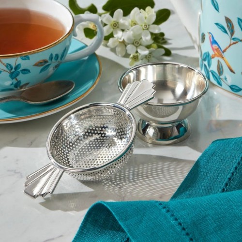 Przejdź do produktu Fortnum & Mason Silver Plated Art Deco Double-Handled Tea Strainer