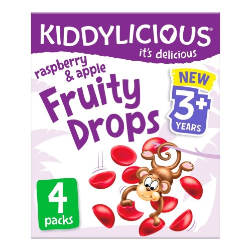 Przejdź do produktu Kiddylicious Raspberry & Apple Fruity Drops, 3 Yrs+ Multipack 4 x 16g