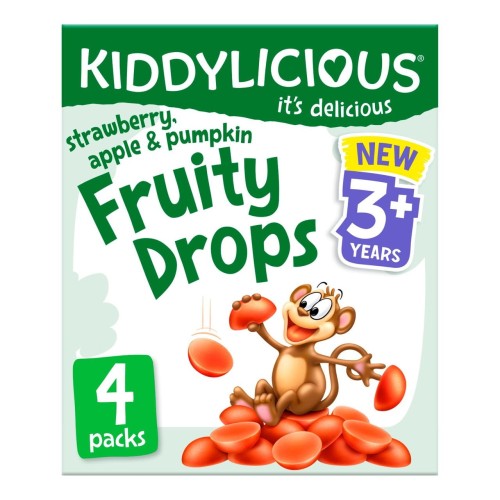 Przejdź do produktu Kiddylicious Strawberry, Apple & Pumpkin Fruity Drops, 3 Yrs Multipack 4 x 16g