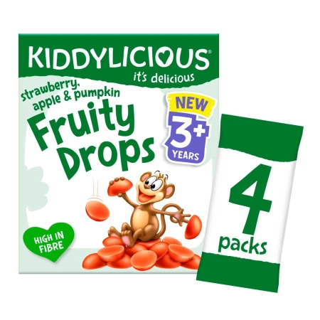 Kiddylicious Strawberry, Apple &amp; Pumpkin Fruity Drops, 3 Yrs Multipack 4 x 16g.jpg