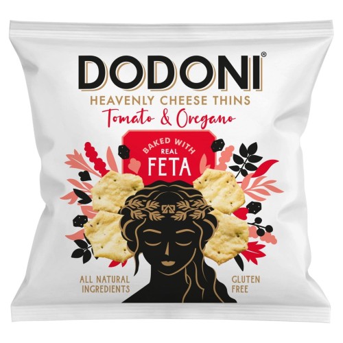 Przejdź do produktu Dodoni Cheese Thins Baked with Feta Tomato & Oregano 80g
