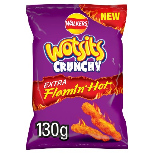 Przejdź do produktu Walkers Wotsits Crunchy Extra Flamin' Hot Snacks 130g