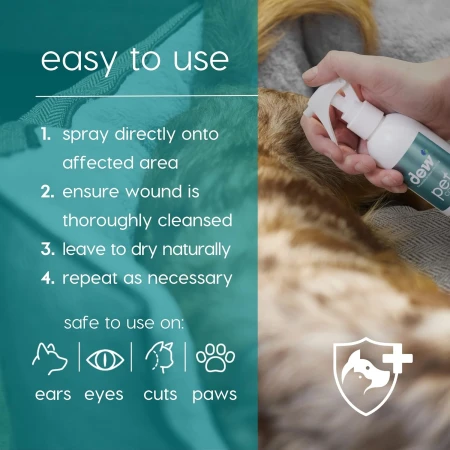 DEW Pet Wound Care Antiseptic &amp; Antifungal Spray for Itchy Dogs, Cats &amp; Animals All Types of Wounds 250ml 5.jpg