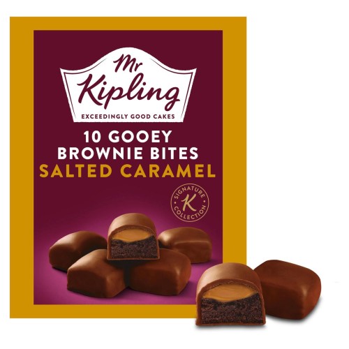 Przejdź do produktu Mr Kipling 10 Gooey Salted Caramel Brownie Bites 150g