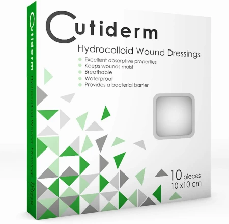 Cutiderm Sterile Hydrocolloid Adhesive Wound Dressing 10cm x 10cm For Cuts, Scratches, Superficial and Partial Thickness Burns, Pressure Sores, Venous Leg Ulcers - Pack of 10.jpg