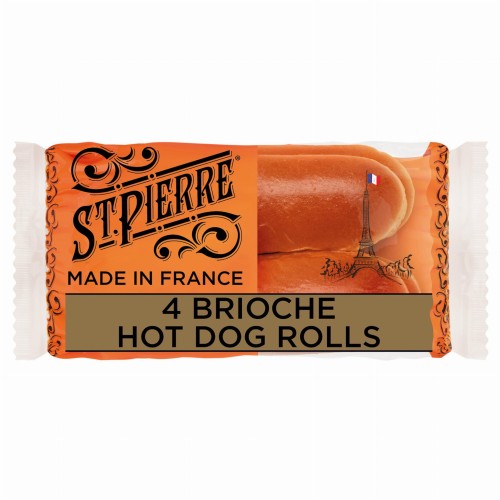 Przejdź do produktu St Pierre Brioche Sliced Hot Dog Rolls 4 x 45g