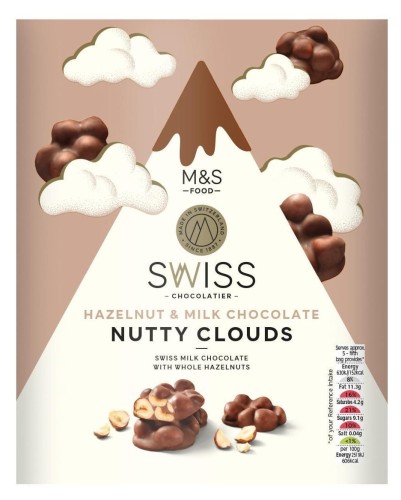 Przejdź do produktu Marks & Spencer Swiss Hazelnut & Milk Chocolate Nutty Clouds 140g