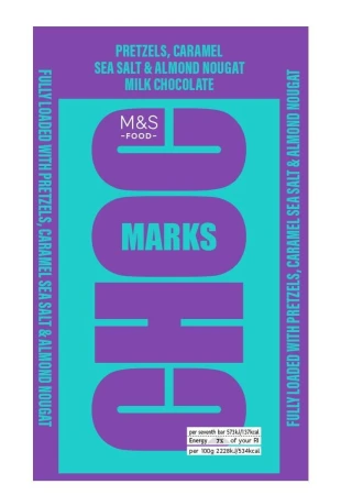 M&amp;S Choc Marks Pretzel, Caramel Sea Salt &amp; Almond Nougat Milk Chocolate 180g.jpg