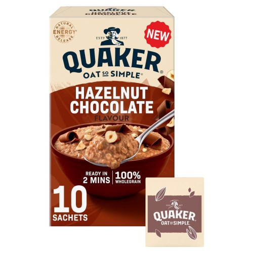 Przejdź do produktu Quaker Oat So Simple Hazelnut Chocolate Porridge Sachets 10 per pack