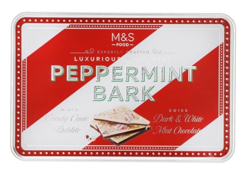 Go to product Marks & Spencer Peppermint Bark with Swiss Dark & White Mint ChocolateTin 250g