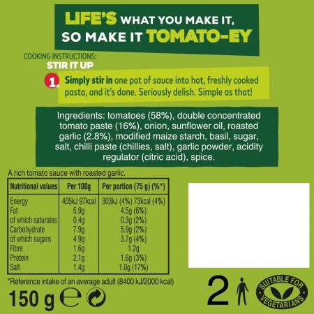 Dolmio Stir In Tomato &amp; Garlic Pasta Sauce 150g 2.jpg