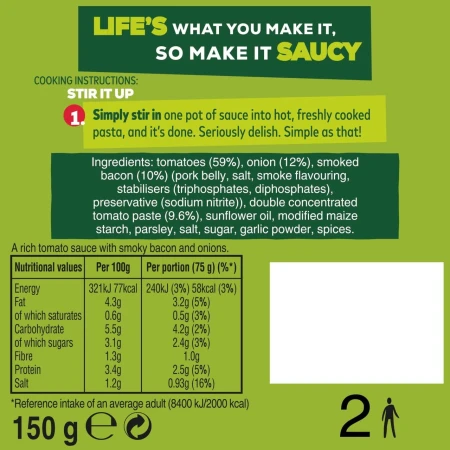 Dolmio Stir In Bacon &amp; Tomato Pasta Sauce 150g 3.jpg