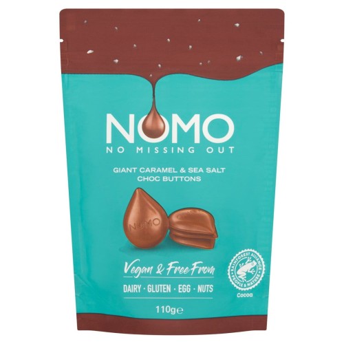 Przejdź do produktu NOMO Giant Caramel & Sea Salt Vegan, No Dairy, Gluten, Egg, Nuts Chocolate Buttons Bag 110g