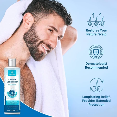 RoyceDerm Coal Tar Dandruff Shampoo Extra Strength 2% Coal Tar Extract Medicated Gel for Rapid Scalp Hair Relief targets dandruff, psoriasis, and seborrheic dermatitis - Hydrating &amp; Natural Fragrance 4.jpg