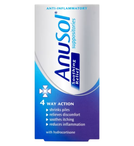 Przejdź do produktu Anusol ANTI-INFLAMMATORY with Hydrocortisone Soothing Relief Suppositories 12 Pack