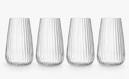 Luigi Bormioli Optica Fluted High-Tech Crystal Glass 570ml Highballs, Clear, Set of 4 2.avif.png