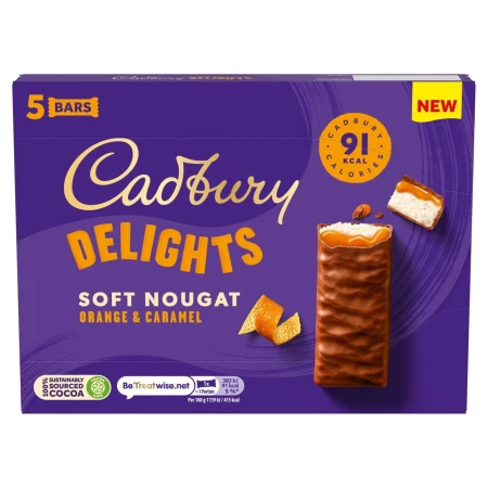 Cadbury Delights Soft Nougat Orange &amp; Caramel Chocolate Bars 5 per pack.jpg