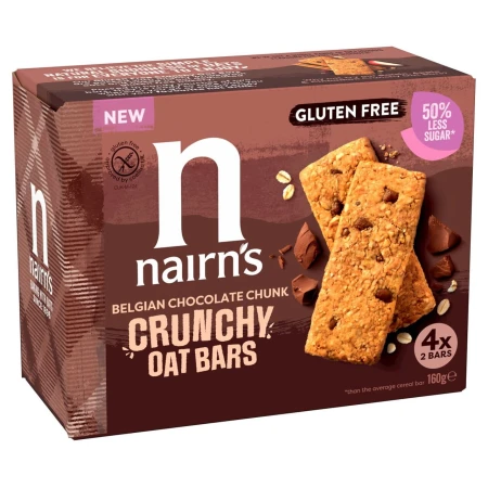 Nairn's Gluten Free Crunchy Oat Bars Belgian Chocolate Chunk 160g.jpg