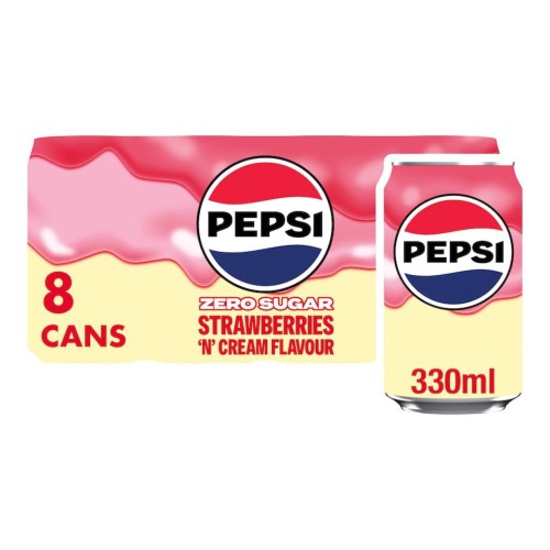 Przejdź do produktu Pepsi Zero Sugar Strawberries n Cream Flavour 8 x 330ml