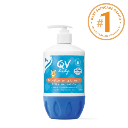 QV Baby Moisturising Rich & Replenishing Cream with 5 Moisturising Ingredients, Vitamin B3, Extra Hydration For Babies And Newborn, Eczema, Psoriasis, Cradle Cap, Dermatitis, Psoriasis, Sensitive & Dry Skin Approved 500g.webp