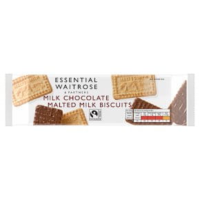 Przejdź do produktu Waitrose Essential Milk Chocolate Malted Milk Biscuits 250g