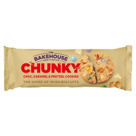 The Bakehouse Chunky Choc, Caramel & Pretzel Cookies 220g.webp
