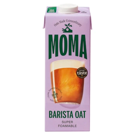 MOMA SUPER FOAMABLE Barista Dairy Free, Gluten-free, No Added Sugar Oats Drink 1L.webp