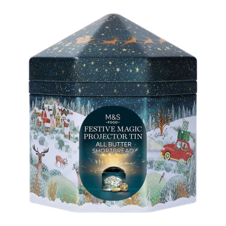 Marks & Spencer Festive Magic Musical & Light Up Projector All Butter Shortbread Selection Tin 350g 3.webp