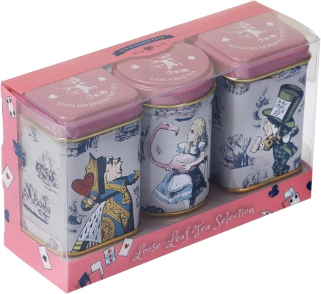 New English Teas Alice in Wonderland Pink 3x Mini Tea Tins English Breakfast, English Afternoon & Earl Grey 2.jpg