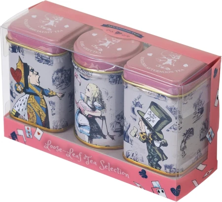 New English Teas Alice in Wonderland Pink 3x Mini Tea Tins English Breakfast, English Afternoon & Earl Grey 3.jpg