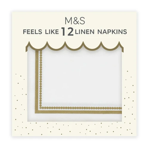 Przejdź do produktu Marks  & Spencer 12 Paper White & Gold - Feels Like Linen - Napkins 40 x 40xm appx