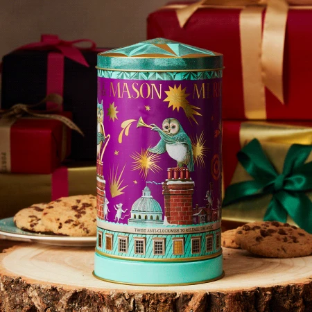 Fortnum & Mason Christmas Mini Merry Go Round Musical Chocolate & Caramel Shortbread Biscuit Tin 130g GIF.gif