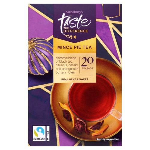 Przejdź do produktu Sainsbury's Mince Pie Tea Festive Blend of Black Tea, Hibiscus, Cassia & Orange 20 Teabags 50g