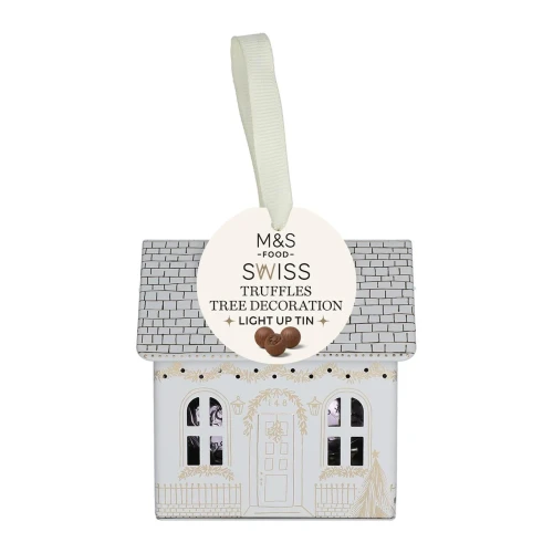 Przejdź do produktu Marks & Spencer Swiss Truffles Tree Decoration Light Up Tin 62g