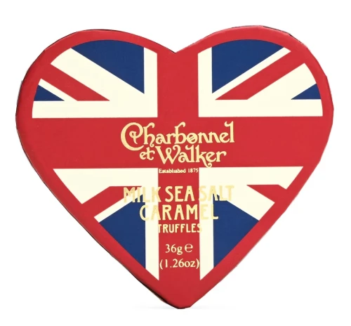 Przejdź do produktu Charbonnel et Walker Union Jack Milk Chocolate & Salt Caramel Truffle Heart 36g