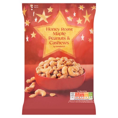 Przejdź do produktu Sainsbury's Honey Roast Maple Peanuts & Cashews 300g