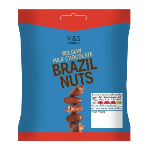 Przejdź do produktu Marks & Spencer Belgian Milk Chocolate Coated Brazil Nuts 85g