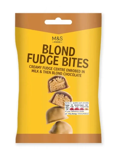 Przejdź do produktu Marks & Spencer Milk & Blond Chocolate Fudge Bites 128g