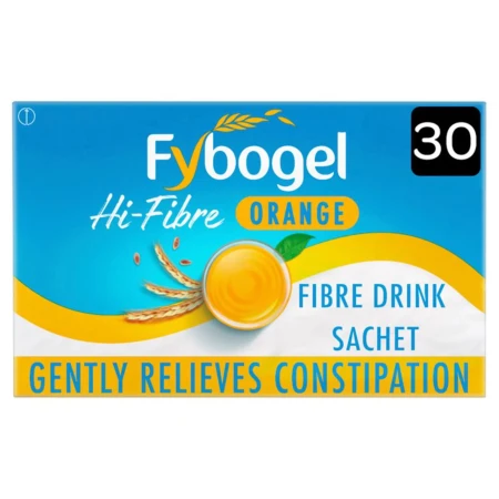 Fybogel Hi-Fibre Orange Flavour for Constipation Relief 30 pack.webp