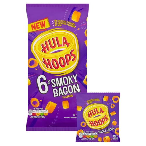Przejdź do produktu Hula Hoops Smoky Bacon Flavour Crisps 6 x 24g
