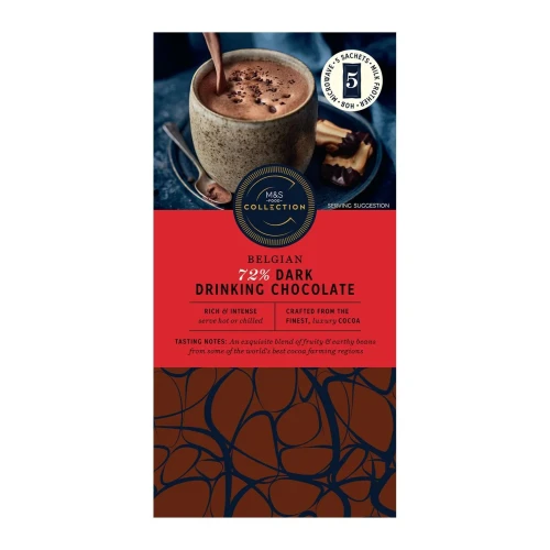 Przejdź do produktu Marks & Spencer Collection Belgian 72% Dark Drinking Chocolate 5 Sachets 175g
