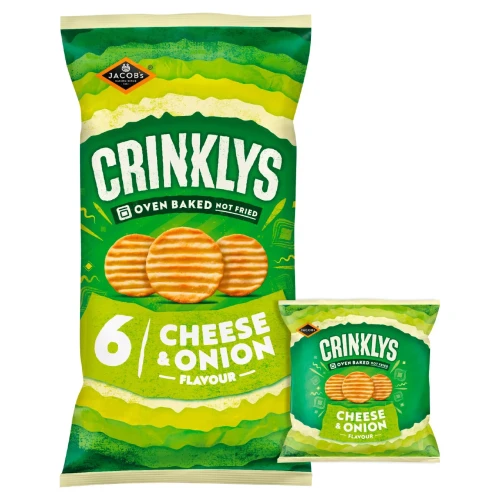 Przejdź do produktu Jacob's Crinkly's Cheese & Onion Flavour Baked Snacks 6 x 23g