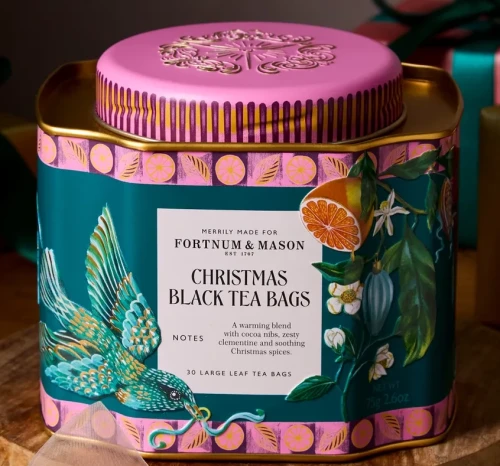 Przejdź do produktu Fortnum & Mason Christmas Black Tea - 30 Large Silky Tea Bags Tin 75g