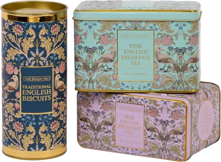 New English Teas Luxury Tea & Biscuits Gift - 80 Fine English Breakfast Teabags Tins & Cornish Biscuits Gift Boxed Set  5.jpg