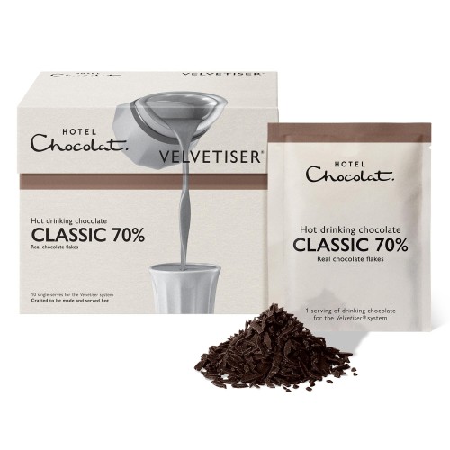 Przejdź do produktu Hotel Chocolate  Hot Drinking Chocolate Classic 70% Real Chocolate Flakes 10 Sachets 310g