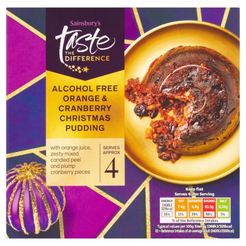 Przejdź do produktu Sainsbury's Alcohol Free Orange & Cranberry Christmas Pudding, Taste the Difference 400g