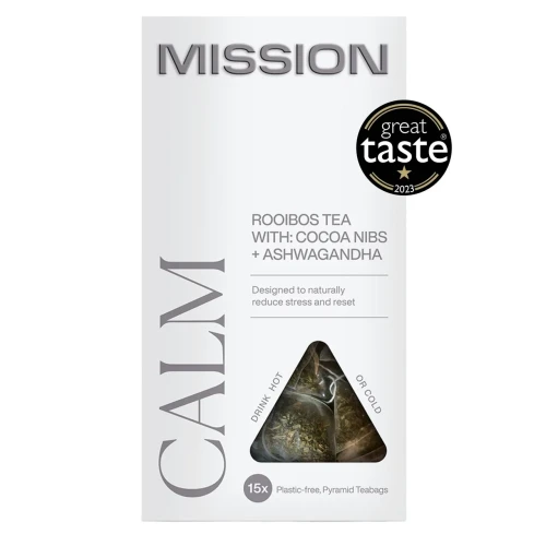 Przejdź do produktu MISSION CALM Rooibos Tea with Cocoa Nibs + Ashwagandha 15 Pyramid Teabags