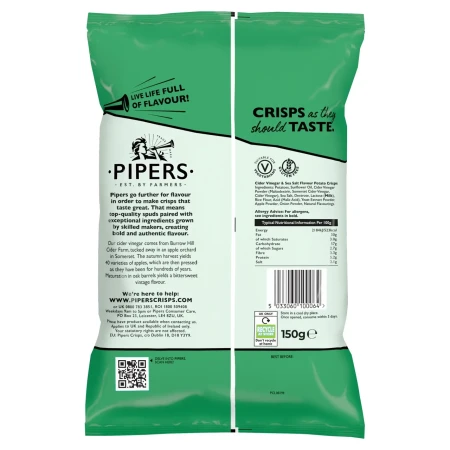 Pipers Burrow Hill Cider Vinegar & Sea Salt Sharing Bag Crisps 150g 2.webp
