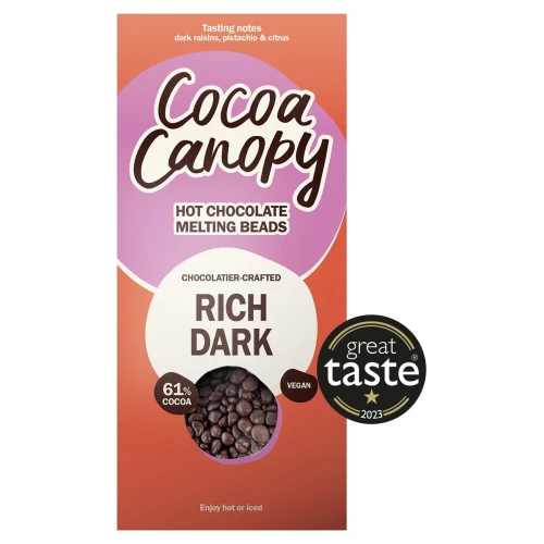 Przejdź do produktu Cocoa Canopy Rich Dark Crafted Hot or Iced Chocolate Melting Beads 225g